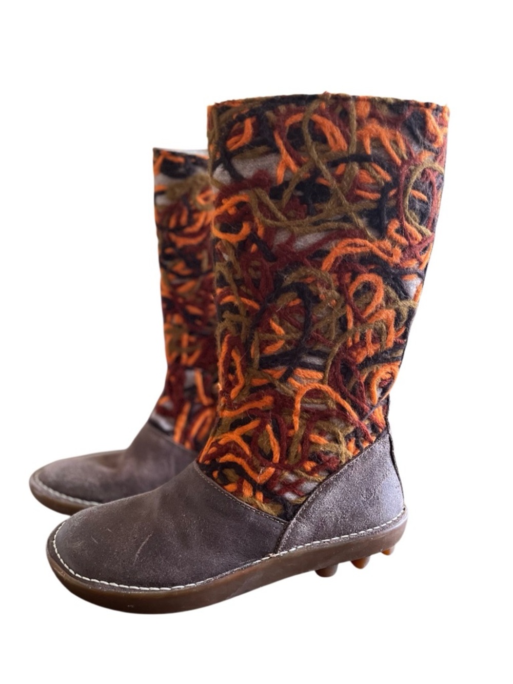 El Naturalista | Calf length boots Eu 38 Or US size 7.5 yarn orange brown autumn